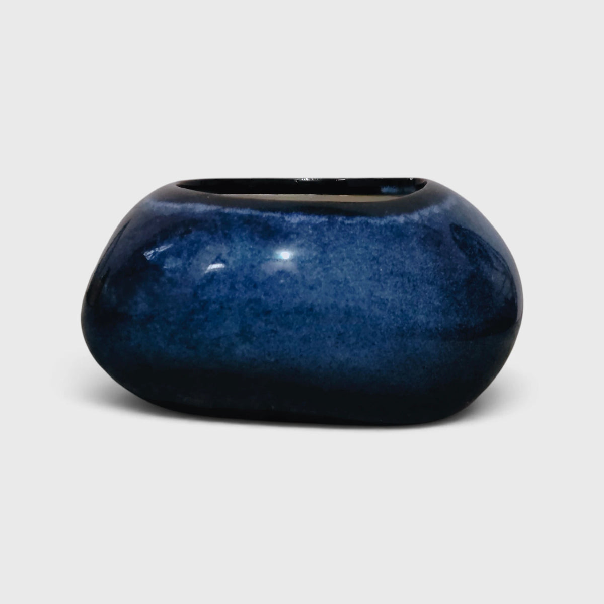 Pebble Shaped Ceramic Planter with Drainage Hole ( 9×7 cm)