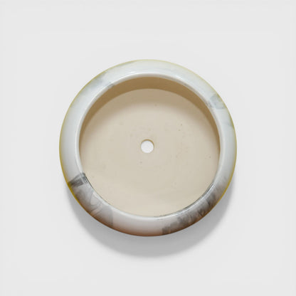 Bagiyaa Marbela Ceramic Bowl Planter – Marble Effect (8×4 in)