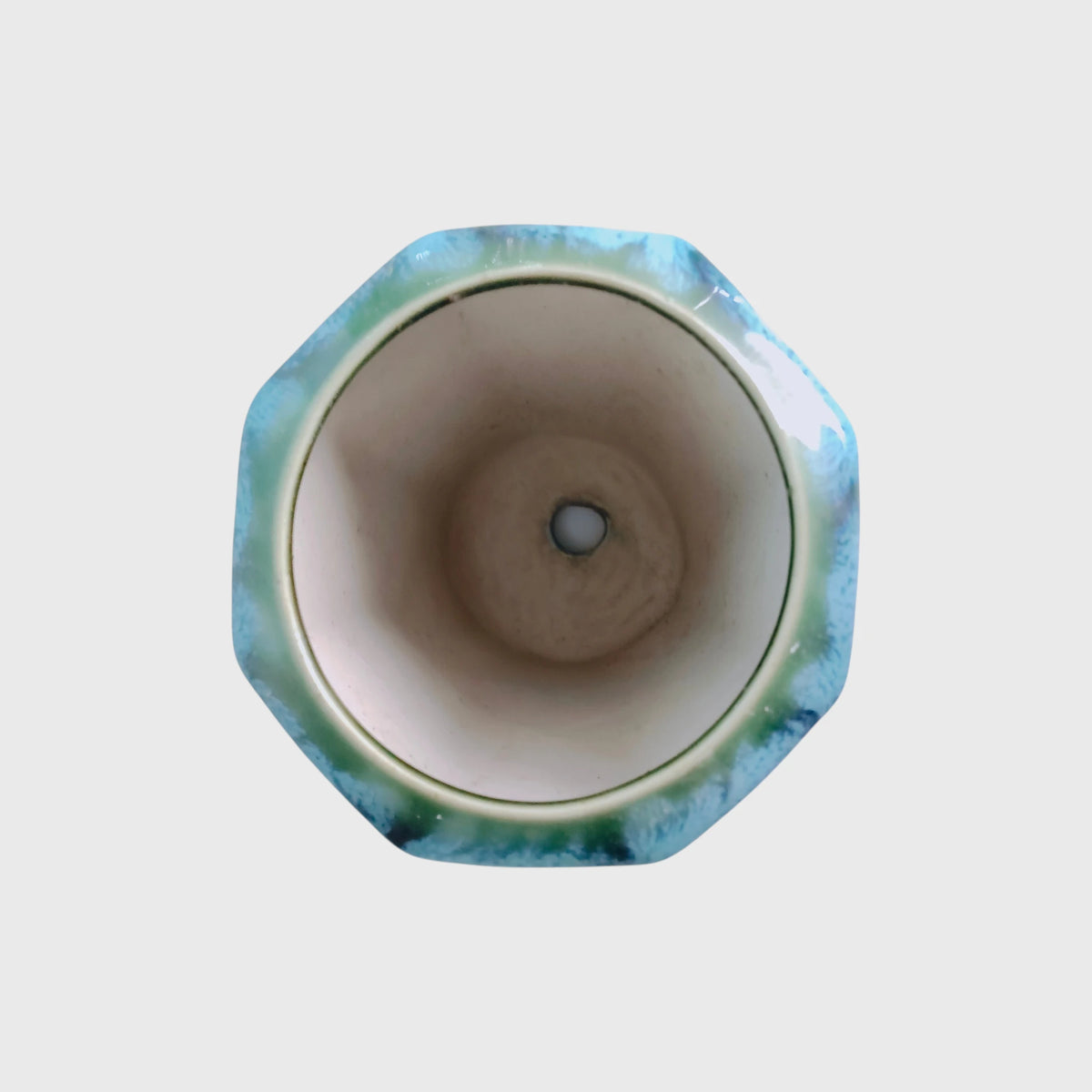 Flux & Facet Ceramic Planter with Drip-Glaze Rim ( 8x16 cm )