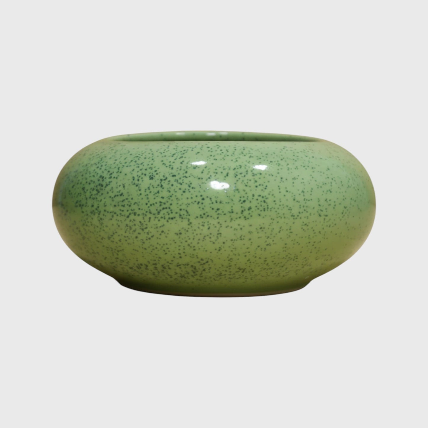 Light Green Speckled Ceramic Bowl Planter (4×3 in)