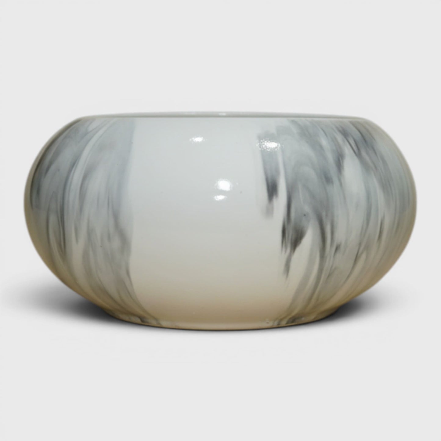 Bagiyaa Marbela Ceramic Bowl Planter – Marble Effect (8×4 in)