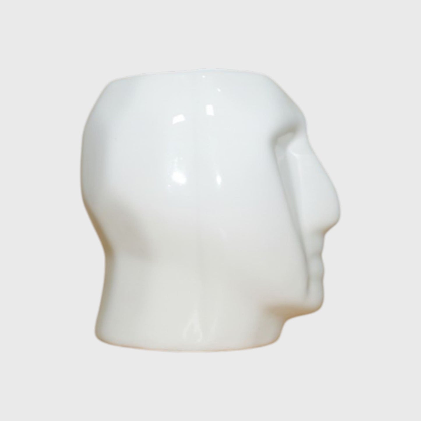 White Ceramic Head Planter (3×4.4 in, Drainage)