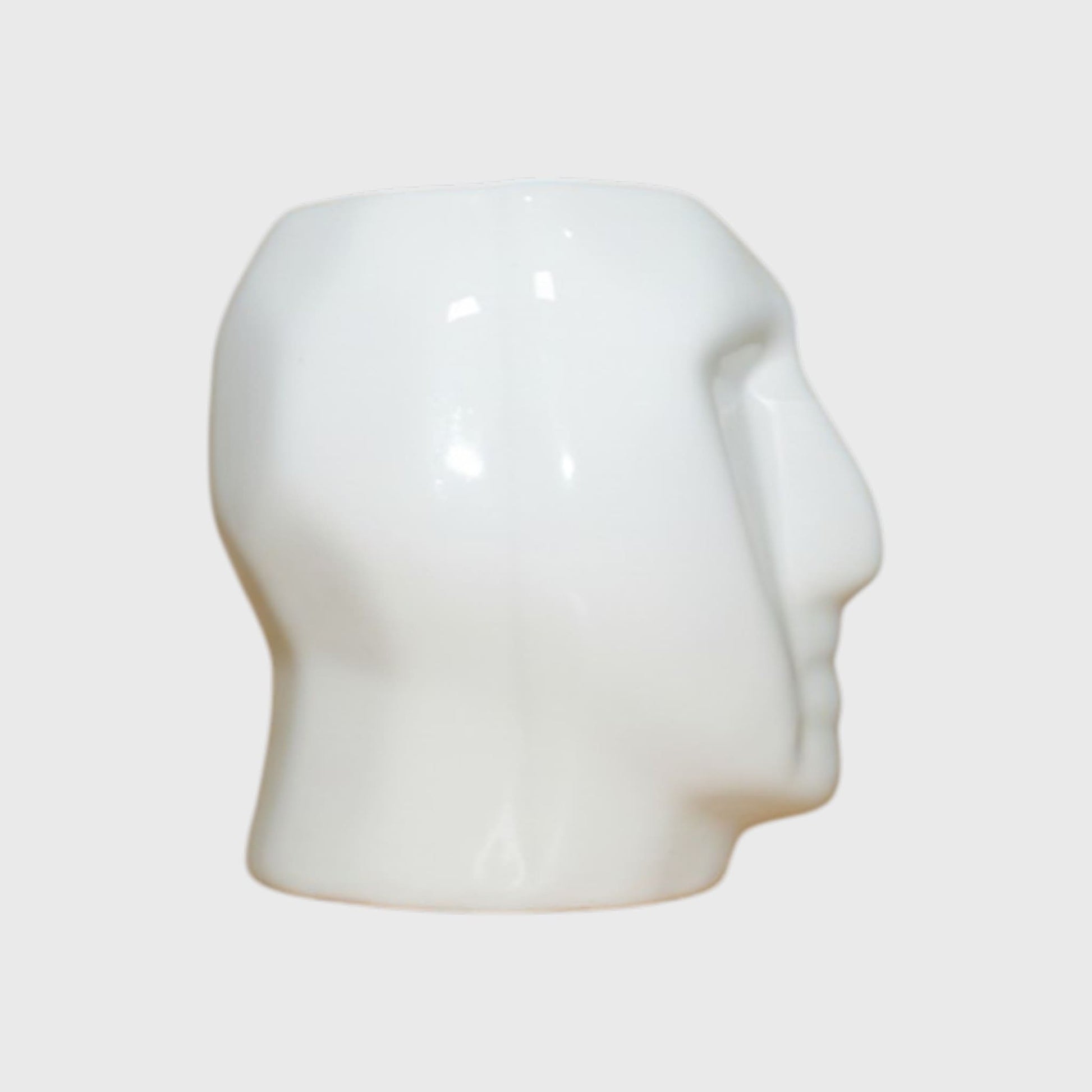 White Ceramic Head Planter (3×4.4 in, Drainage)