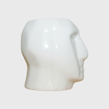 White Ceramic Head Planter (3×4.4 in, Drainage)