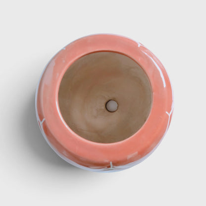 Orange Football Shaped Ceramic Flower Pot with Drainage Hole (7 × 9 cm)