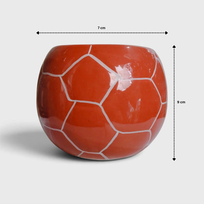 Orange Football Shaped Ceramic Flower Pot with Drainage Hole (7 × 9 cm)