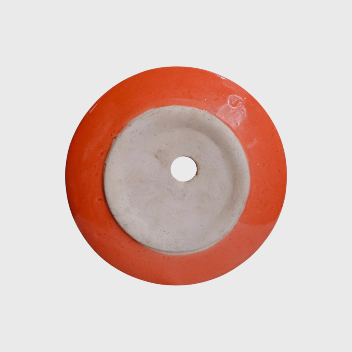 Orange Polka Dot Ceramic Planter with Drainage Hole ( 12×8 cm )
