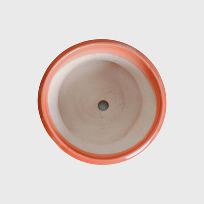 Orange Polka Dot Ceramic Planter with Drainage Hole ( 12×8 cm )