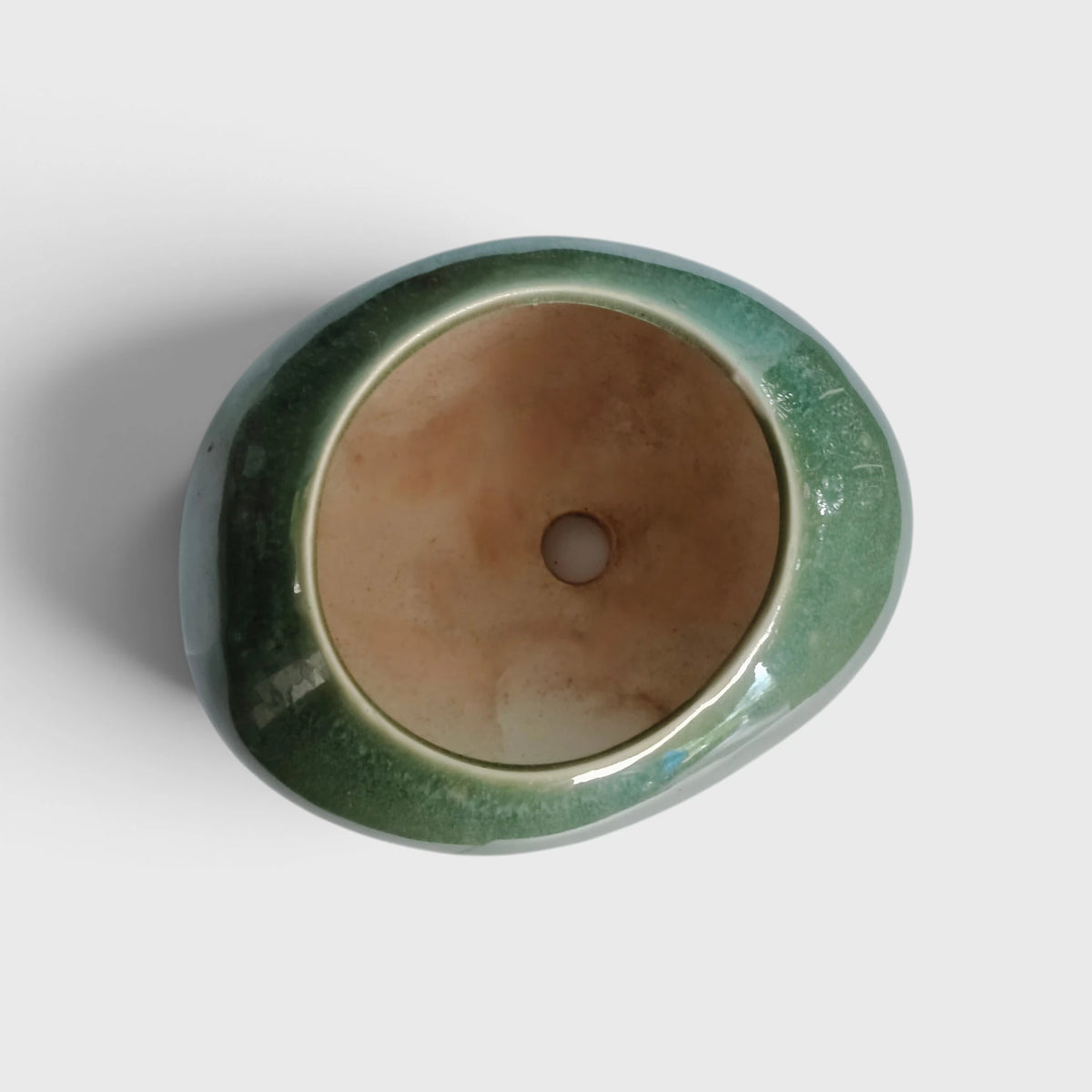 Pebble Shaped Ceramic Planter with Drainage Hole ( 9×7 cm)