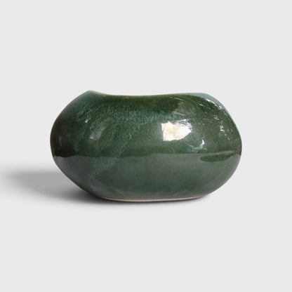 Pebble Shaped Ceramic Planter with Drainage Hole ( 9×7 cm)