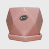 Pink Geometric Ceramic Pot with Saucer (4×4 in)