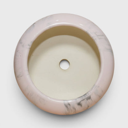 Marbela Pink Ceramic Bowl Planter (4×2.5 in, Drainage)