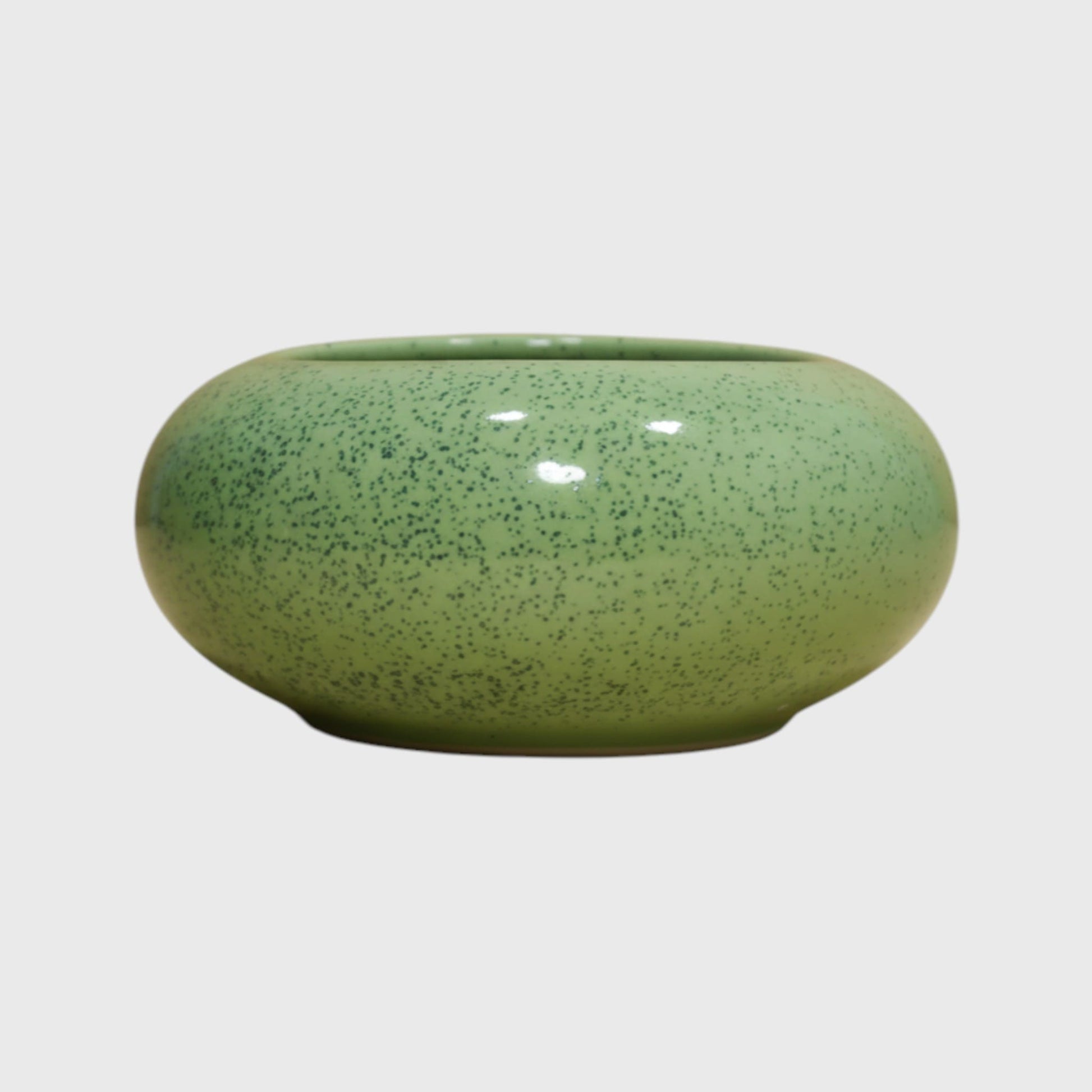 Light Green Speckled Ceramic Bowl Planter (4×3 in)