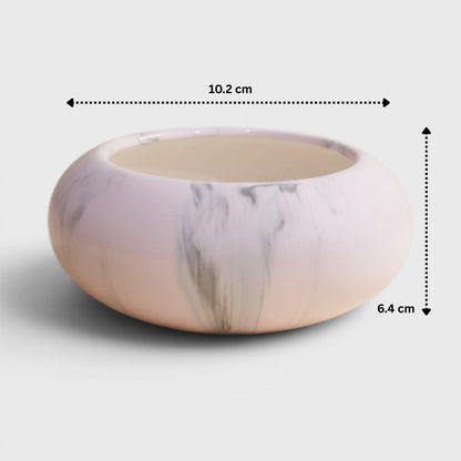 Marbela Pink Ceramic Bowl Planter (4×2.5 in, Drainage)