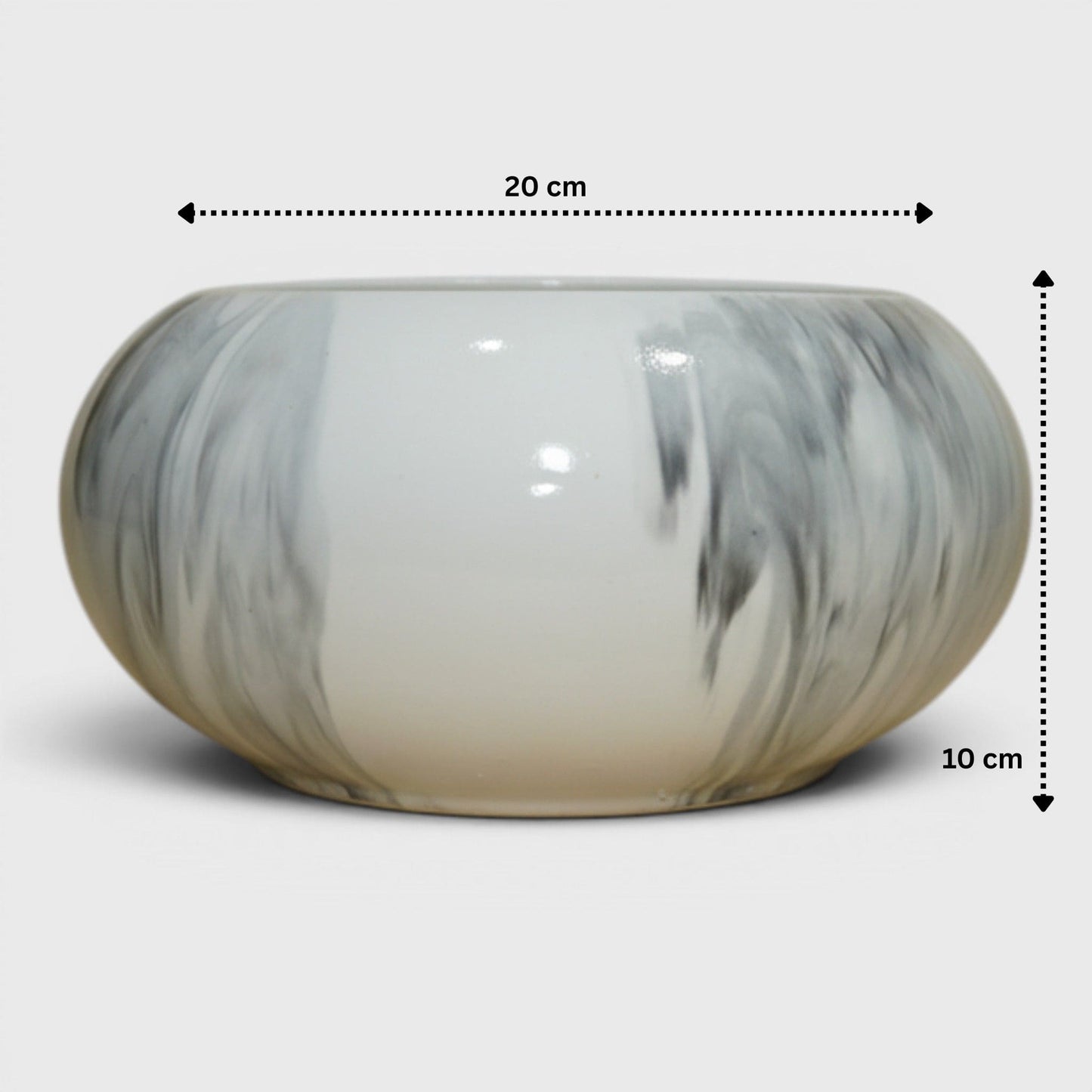 Bagiyaa Marbela Ceramic Bowl Planter – Marble Effect (8×4 in)