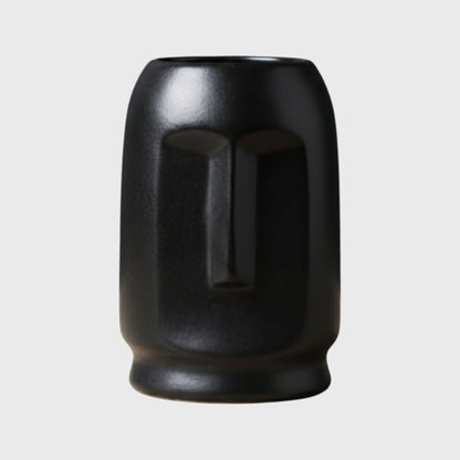 Purezento Viso Black Ceramic Face Vase – Matte Finish (3×5.7 in)