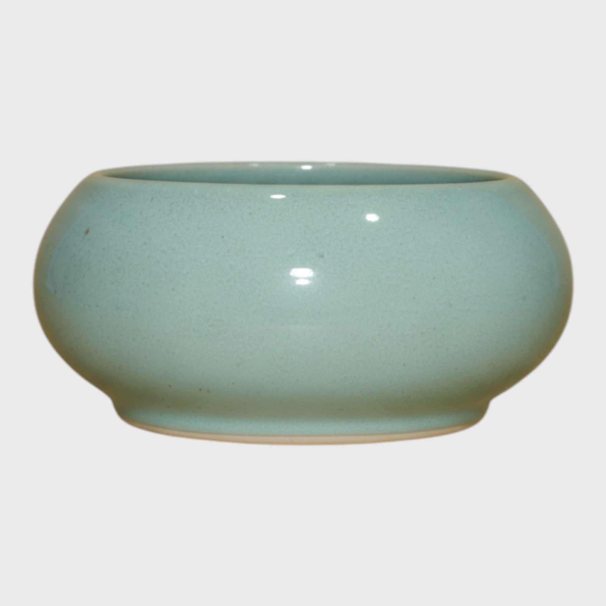 Sky Blue Ceramic Bowl Planter – Ru Ware Style (6×3 in)
