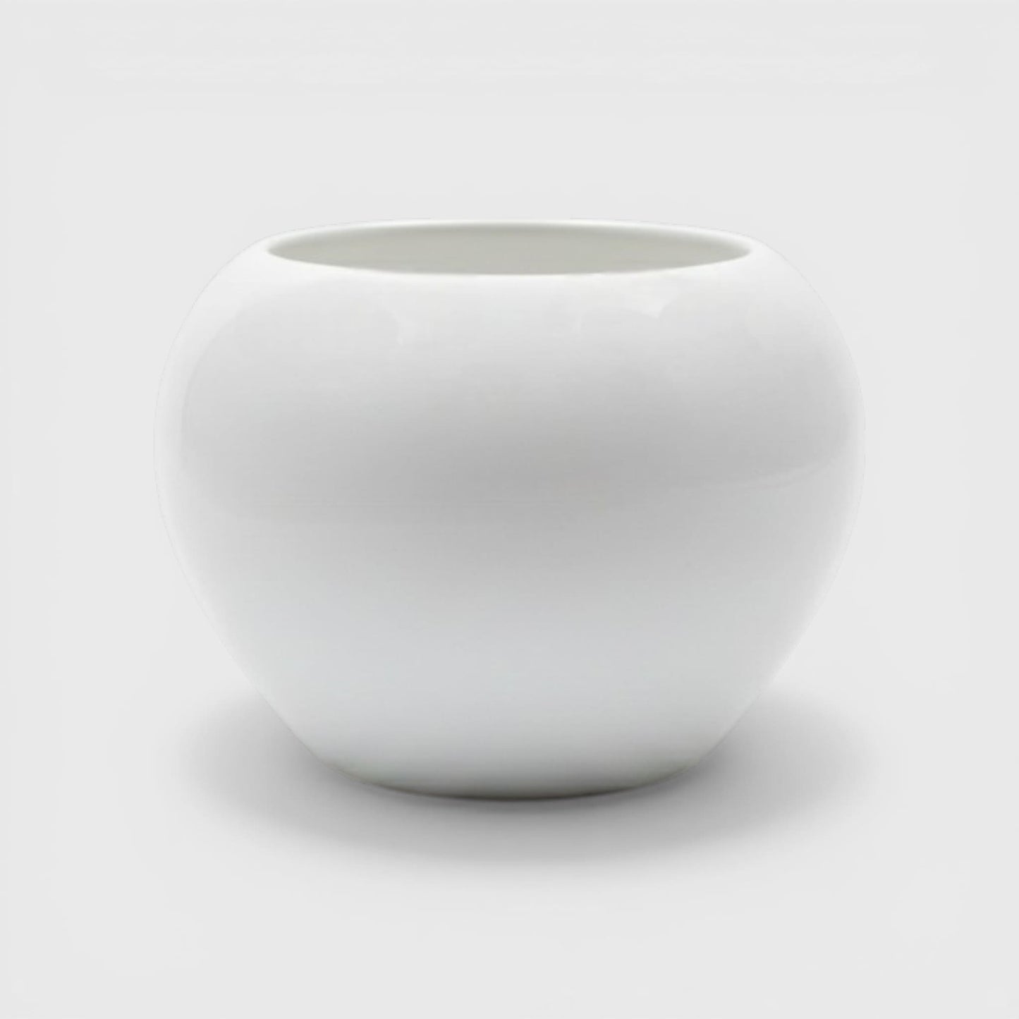 Apple-Shaped White Ceramic Planter with Drainage (3×3 in)