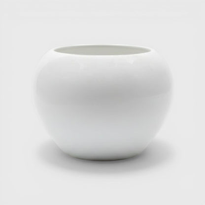 Apple-Shaped White Ceramic Planter with Drainage (3×3 in)