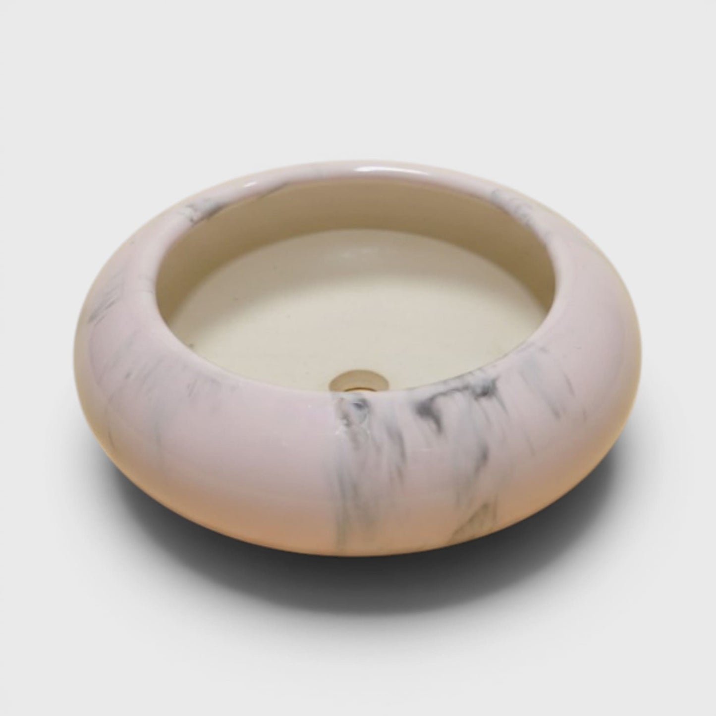 Marbela Pink Ceramic Bowl Planter (4×2.5 in, Drainage)