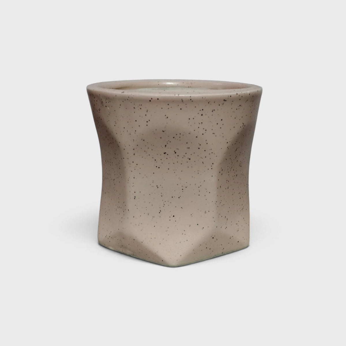 Beige Ceramic Geometric Planter with Speckled Finish | Succulent Planter for Home and Offices