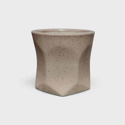 Beige Ceramic Geometric Planter with Speckled Finish | Succulent Planter for Home and Offices