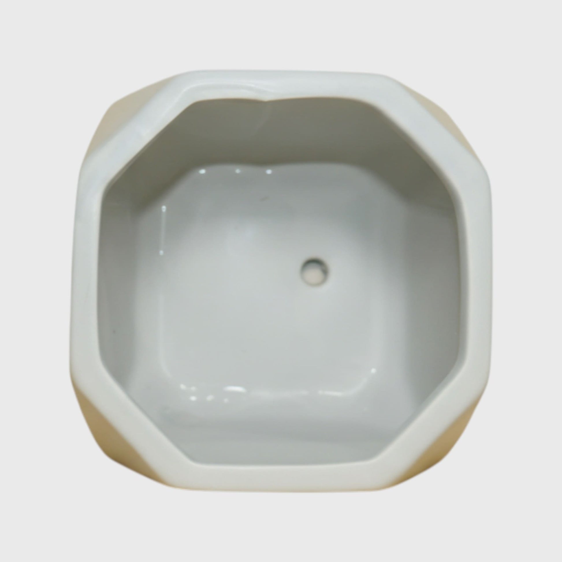 Light Gray Geometric Ceramic Planter with Drainage Tray (4×4 in)