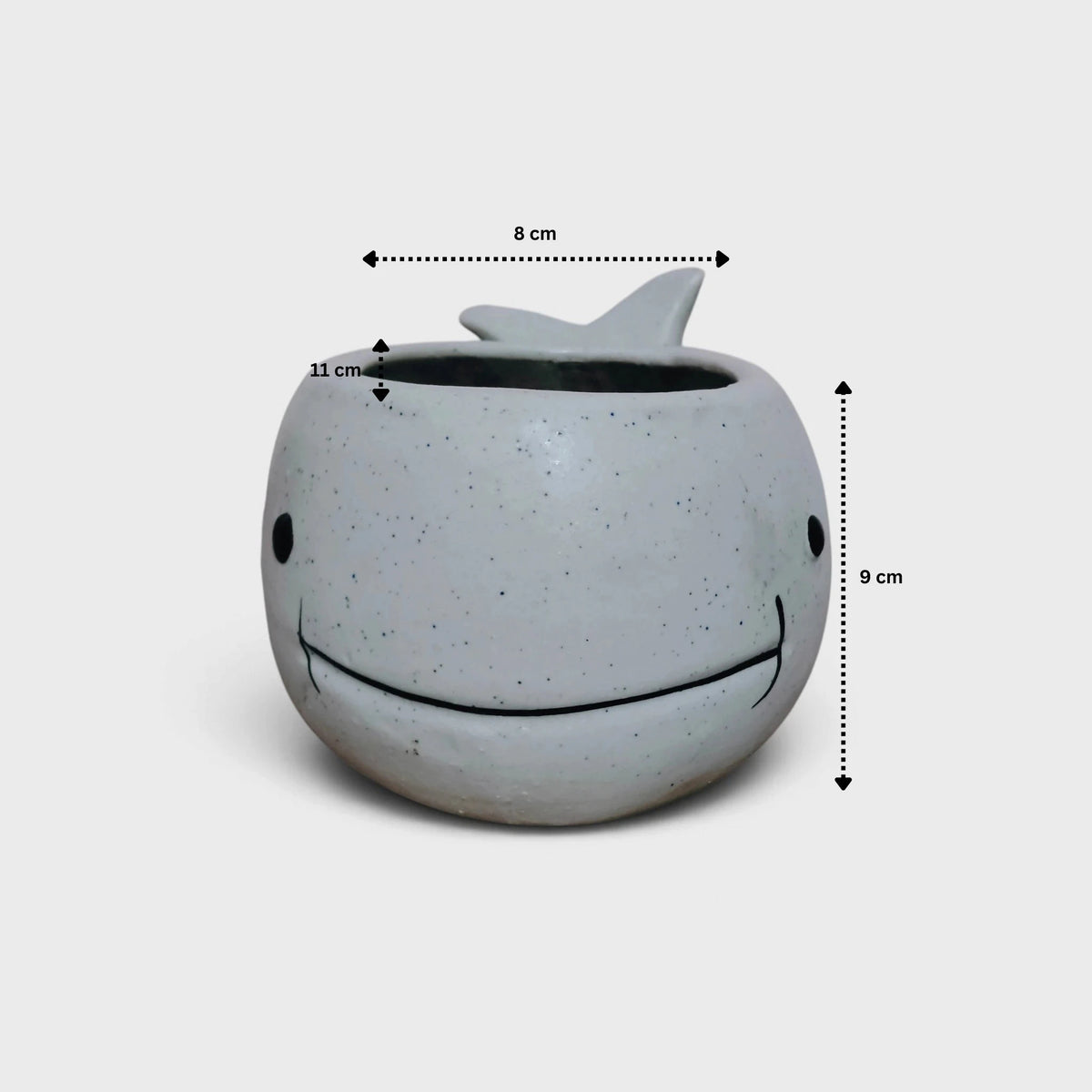 White Fish-Shaped Ceramic Planter (8 × 9 cm)