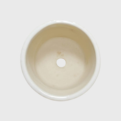 White Ceramic Planter – Textured Abstract Pattern with Drainage Hole (4×4 in)