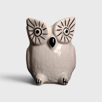White Ceramic Owl Planter – For Balcony, Home & Office Decor
