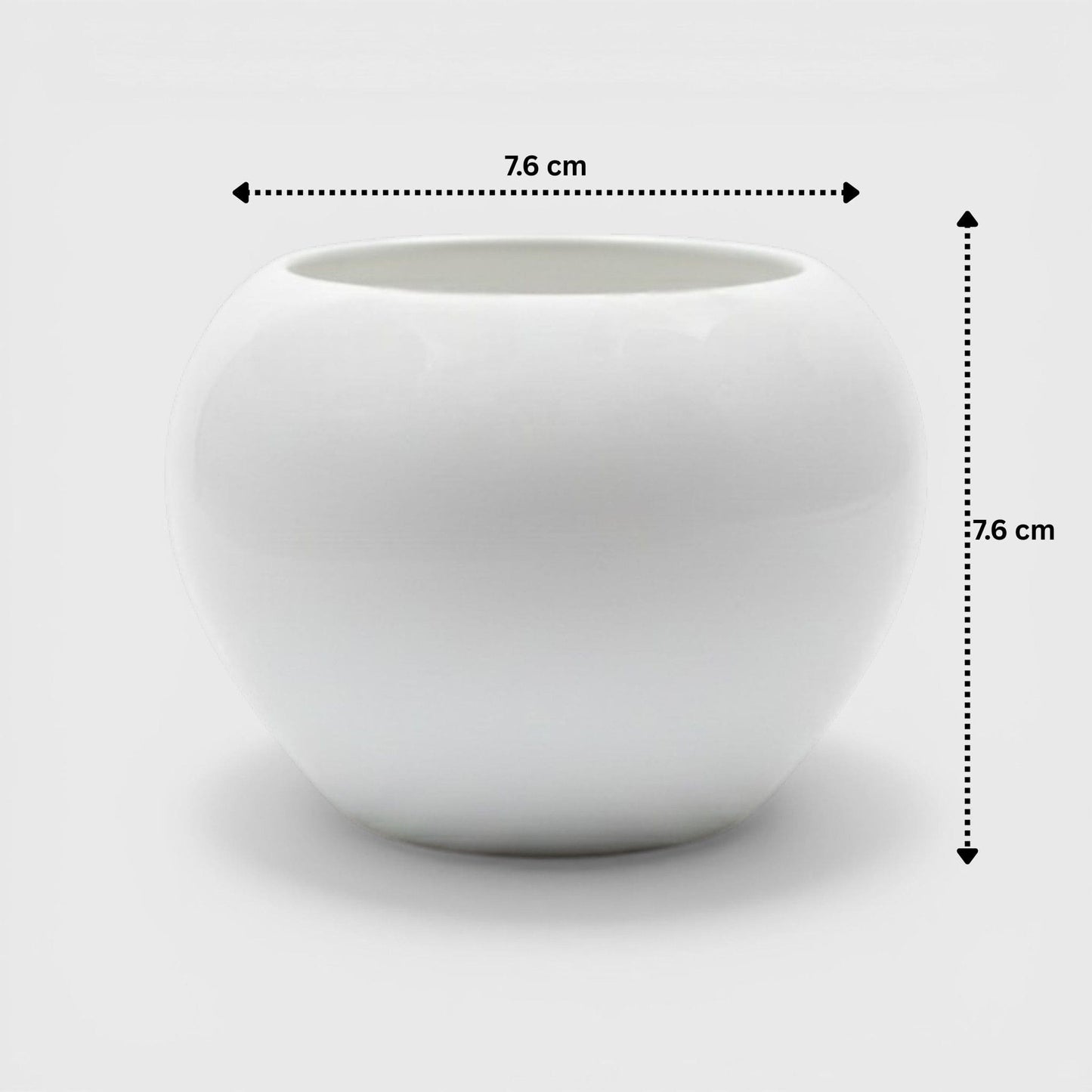 Apple-Shaped White Ceramic Planter with Drainage (3×3 in)