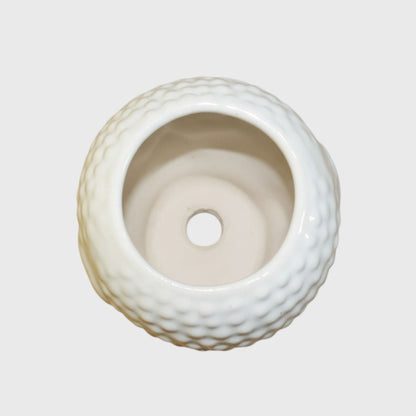 White Buddha Head Ceramic Planter  – (3×5 in) With Drainage Hole