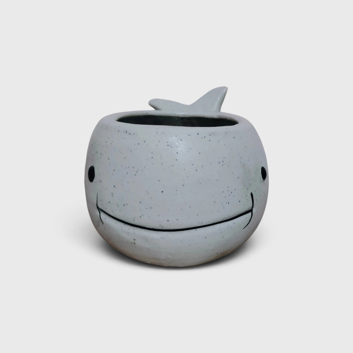 White Fish-Shaped Ceramic Planter (8 × 9 cm)