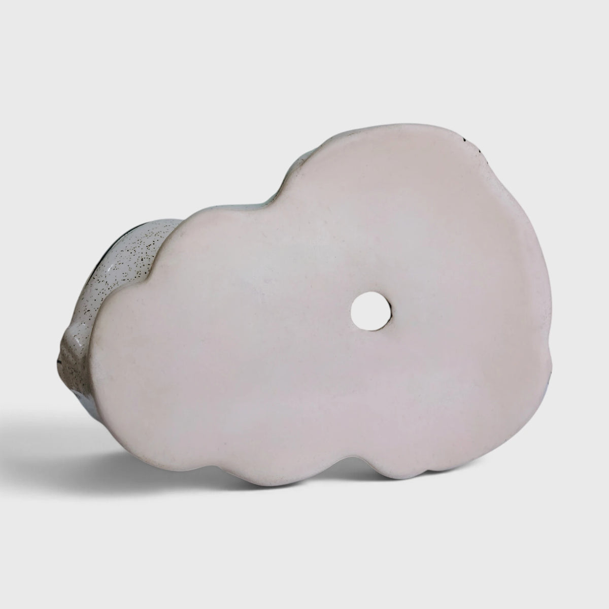 White Speckled Ceramic Frog-Shaped Planter with Drainage Hole