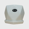 White Geometric Ceramic Plant Pot with Matching Saucer – 4x4 Inch