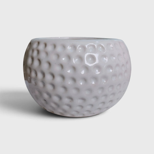 Ceramic Golf Ball Planter with Drainage Hole ( 11x10 cm )