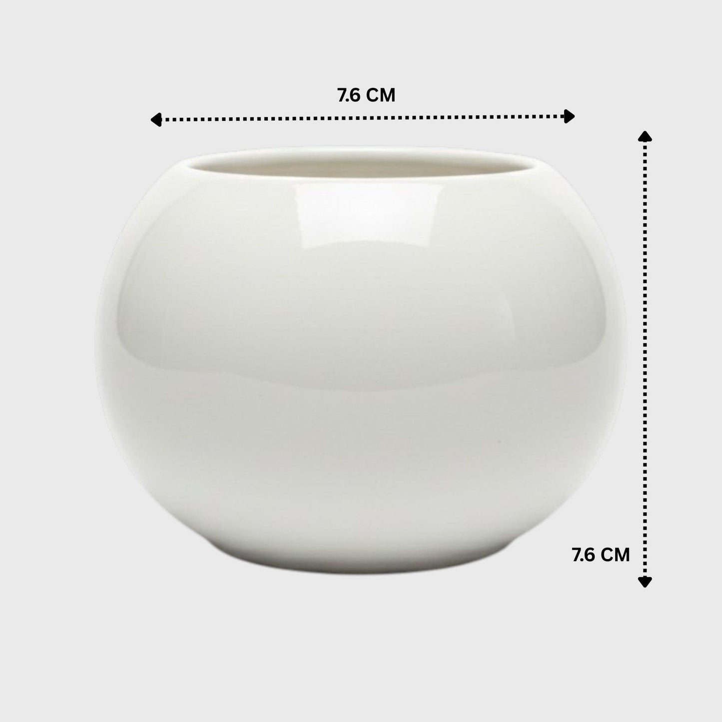 White Round Glossy Ceramic Planter Pot – 3x3 Inch with Drainage Hole