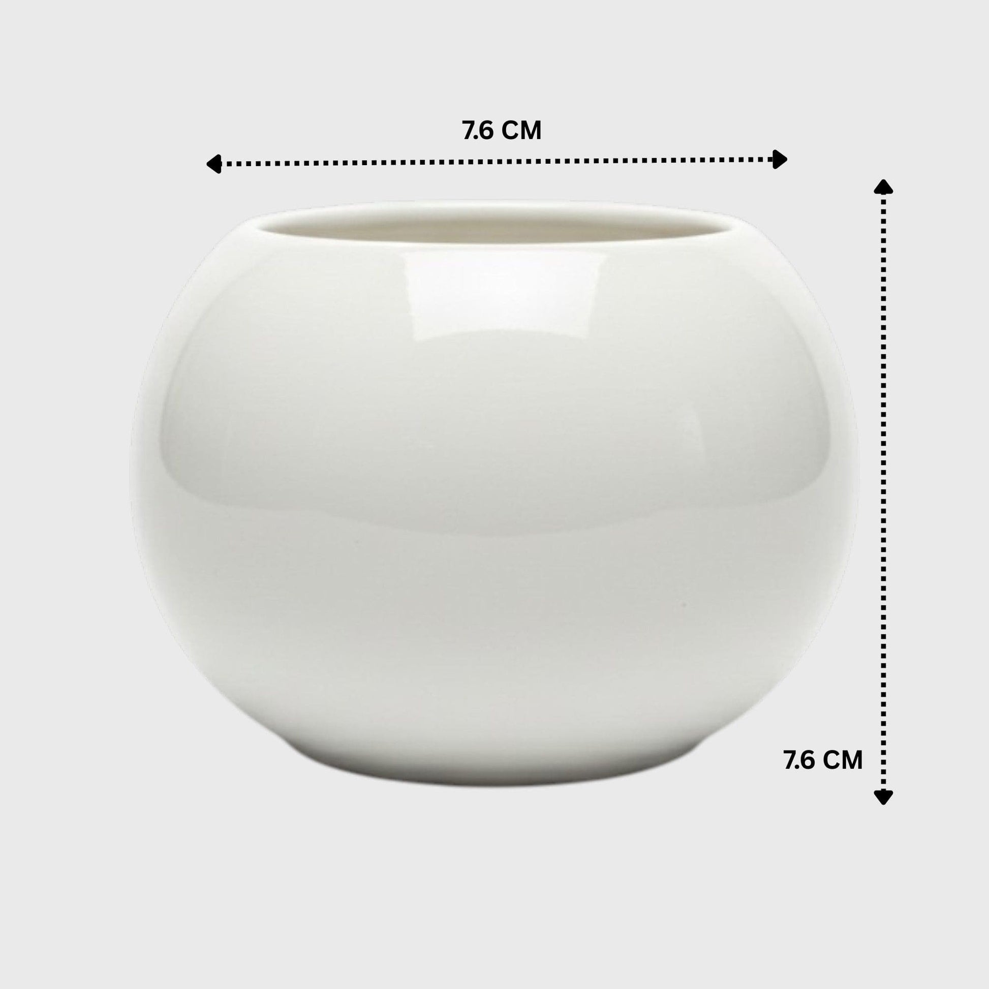 White Round Glossy Ceramic Planter Pot – 3x3 Inch with Drainage Hole