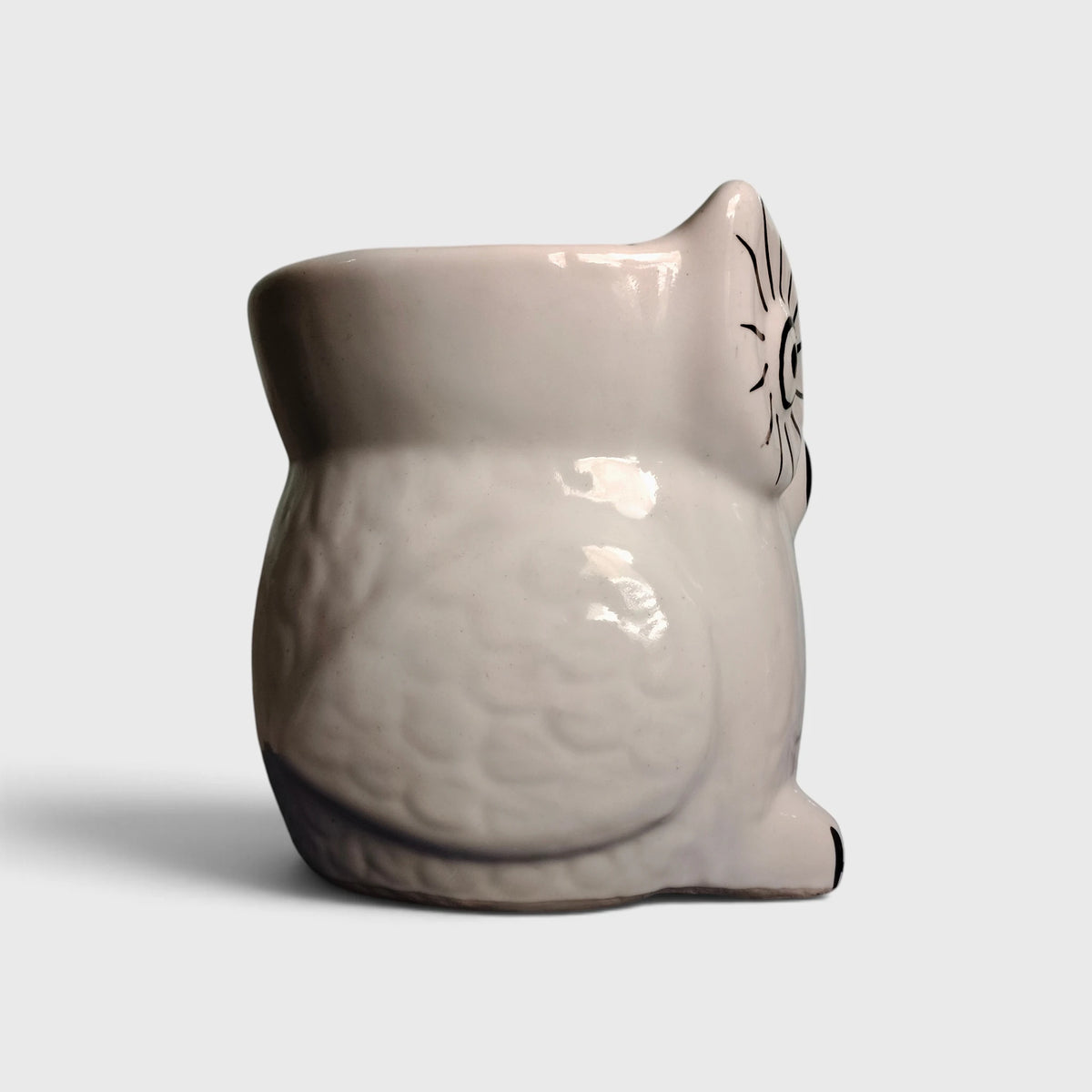 White Ceramic Owl Planter – For Balcony, Home & Office Decor