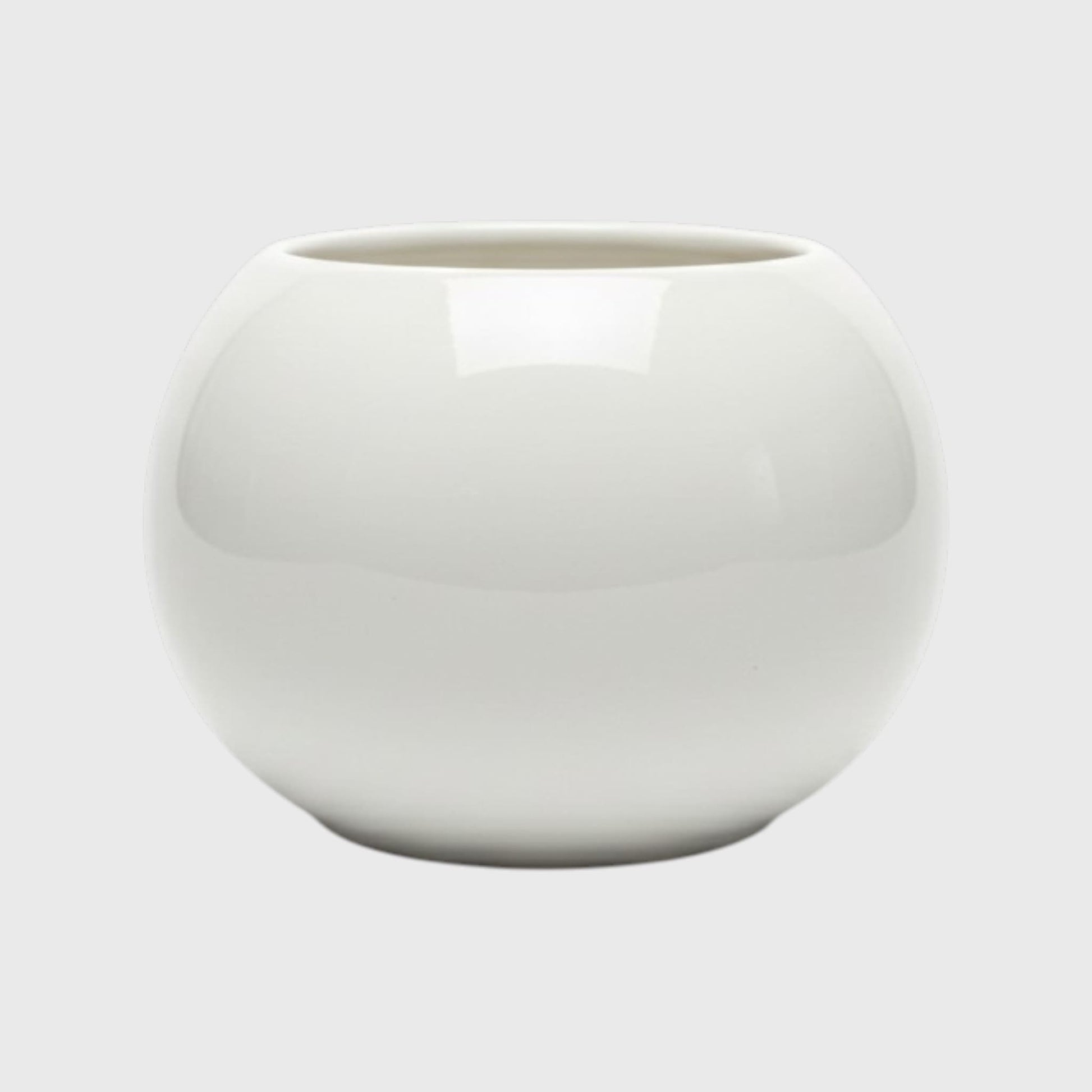 White Round Glossy Ceramic Planter Pot – 3x3 Inch with Drainage Hole