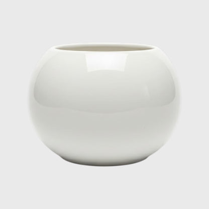 White Round Glossy Ceramic Planter Pot – 3x3 Inch with Drainage Hole