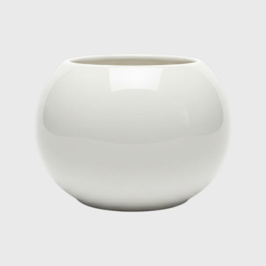 White Round Glossy Ceramic Planter Pot – 3x3 Inch with Drainage Hole