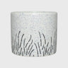 White Speckled Ceramic Planter – Black Grass Design with Drainage Hole (4×3.3 in)