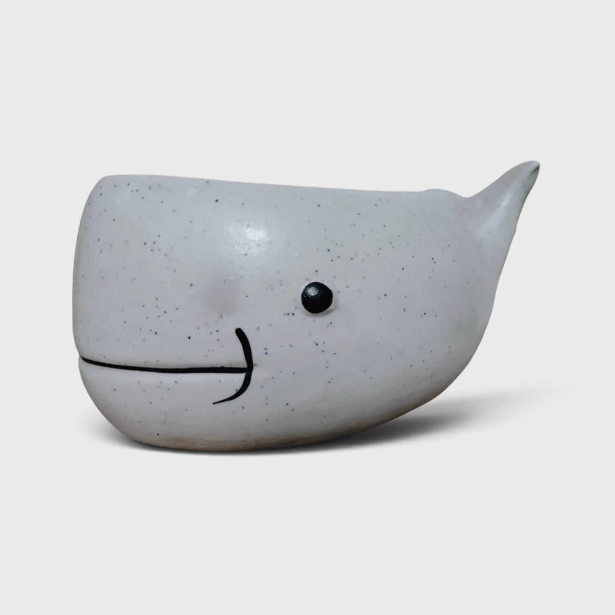 White Fish-Shaped Ceramic Planter (8 × 9 cm)