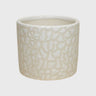 White Ceramic Planter – Textured Abstract Pattern with Drainage Hole (4×4 in)